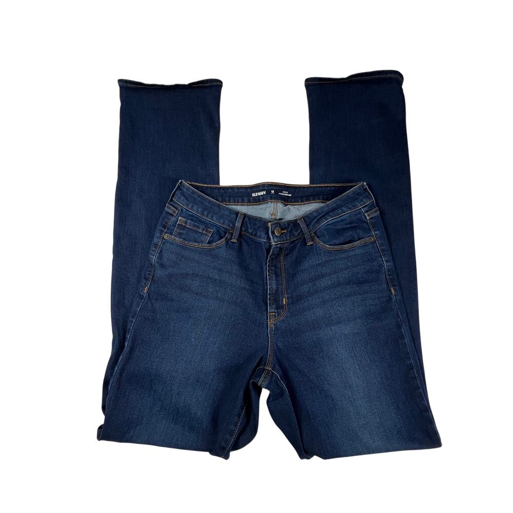OLD NAVY Kicker Boot Cut Jeans Womens 12 Tall Blue Mid Rise Stretch Denim